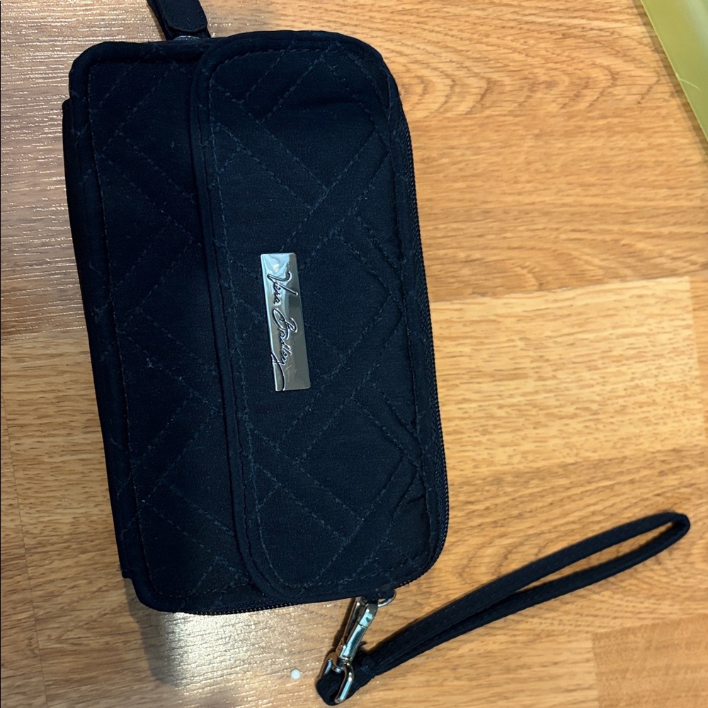 Black Quilted Wristlet with Silver Accent